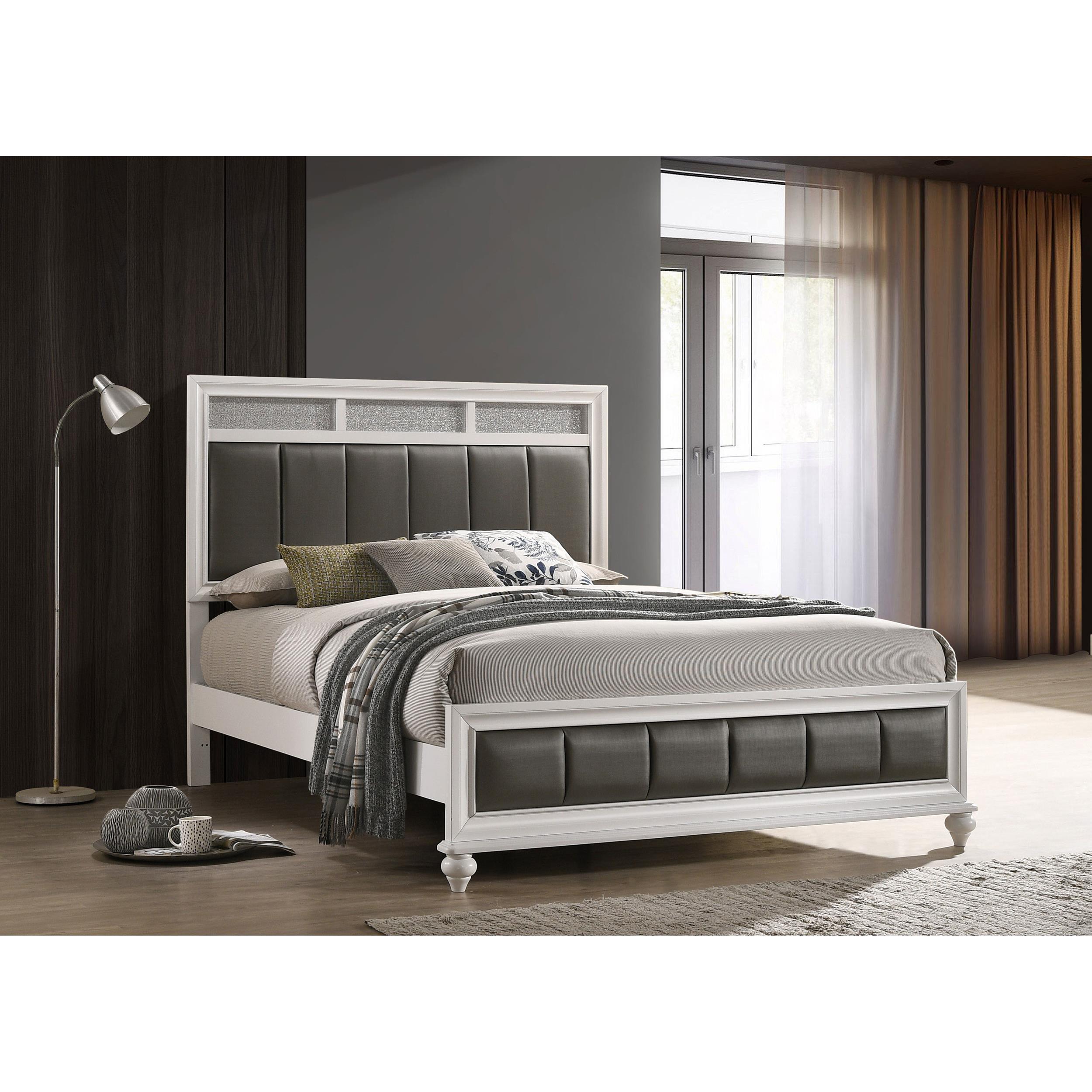  Size_Queen  -- Barzini 205891Q Wood Queen Panel Bed - White IMAGE 7