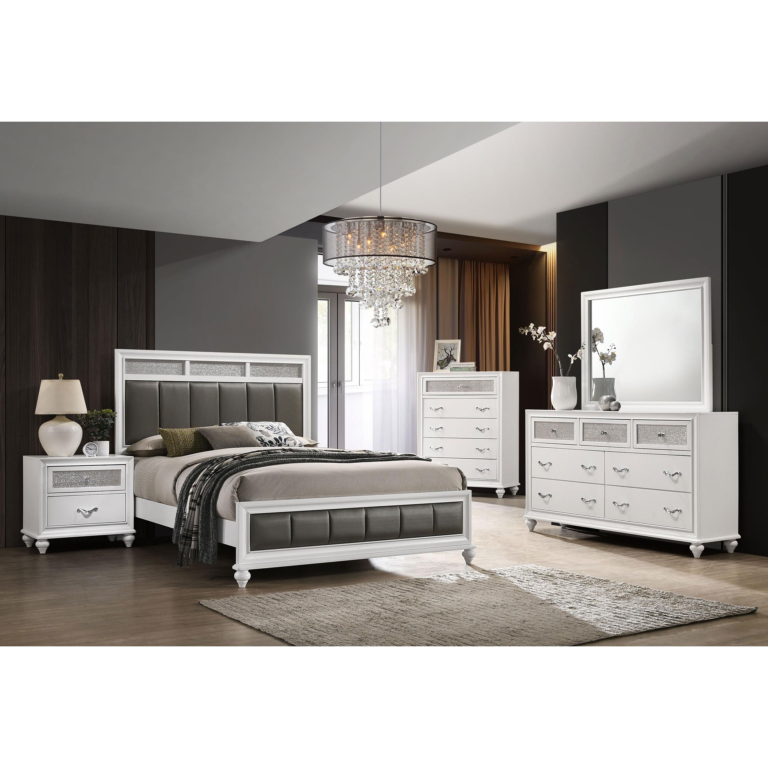  Size_Queen  -- Barzini 205891Q Wood Queen Panel Bed - White IMAGE 8