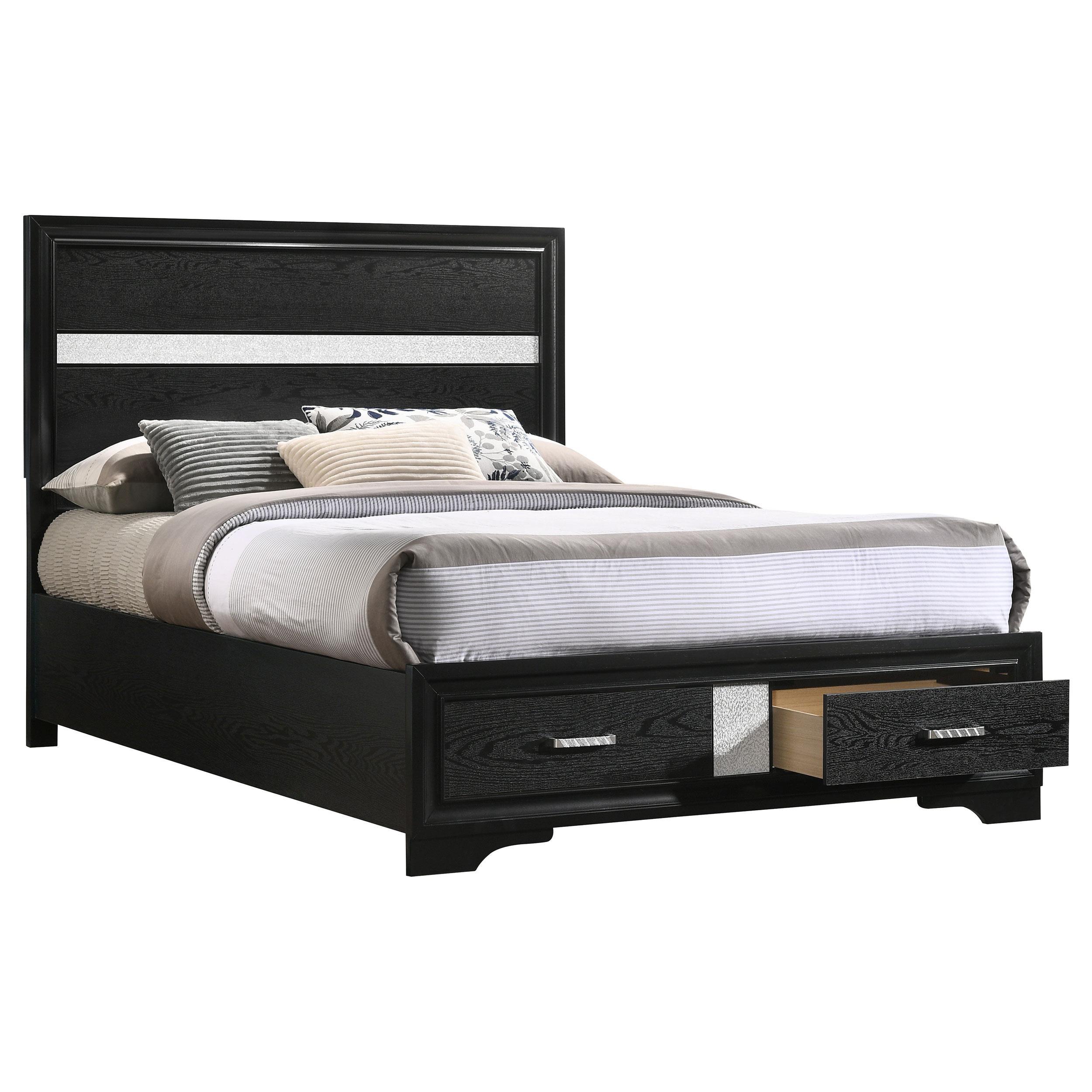  Size_Full  -- Miranda 206361F 51-inch Wood Full Storage Panel Bed - Black IMAGE 2