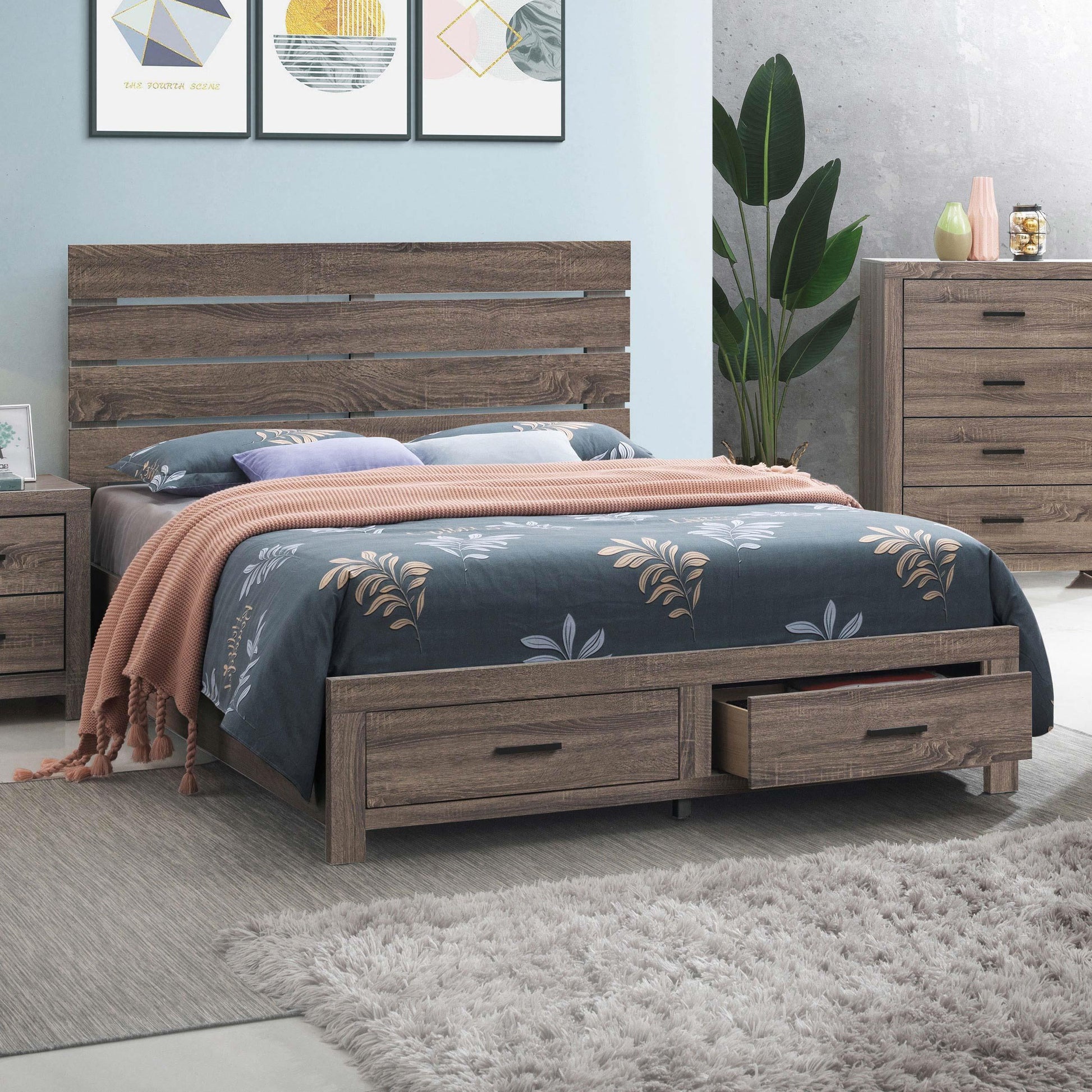  Size_Queen  -- Coaster Furniture Brantford Panel Bed with Storage IMAGE 4