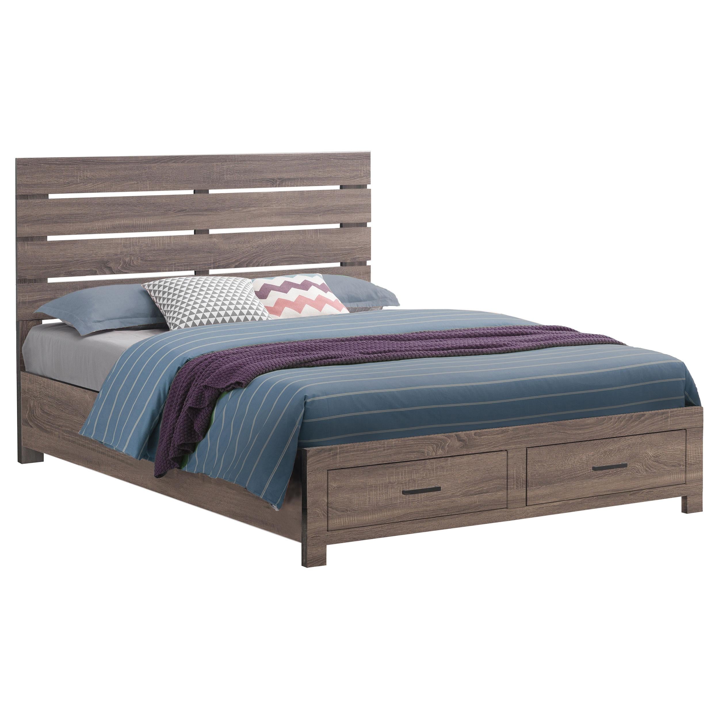  Size_King  -- Brantford 207040KE Wood Eastern King Storage Panel Bed - Barrel Oak IMAGE 2