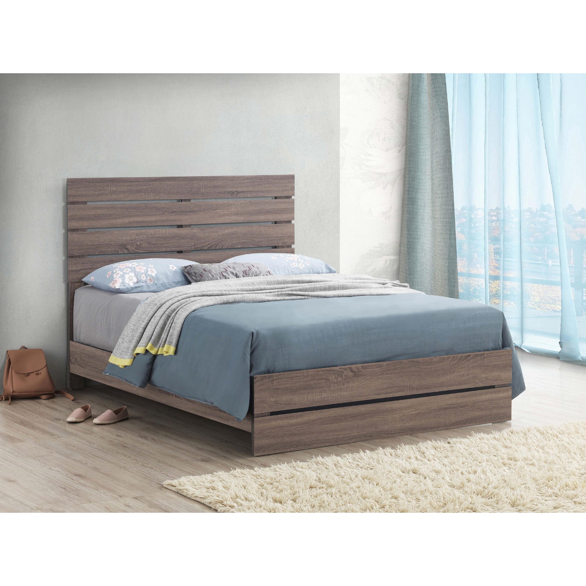  Size_Queen  -- Brantford 207041Q Wood Queen Panel Bed - Barrel Oak IMAGE 4