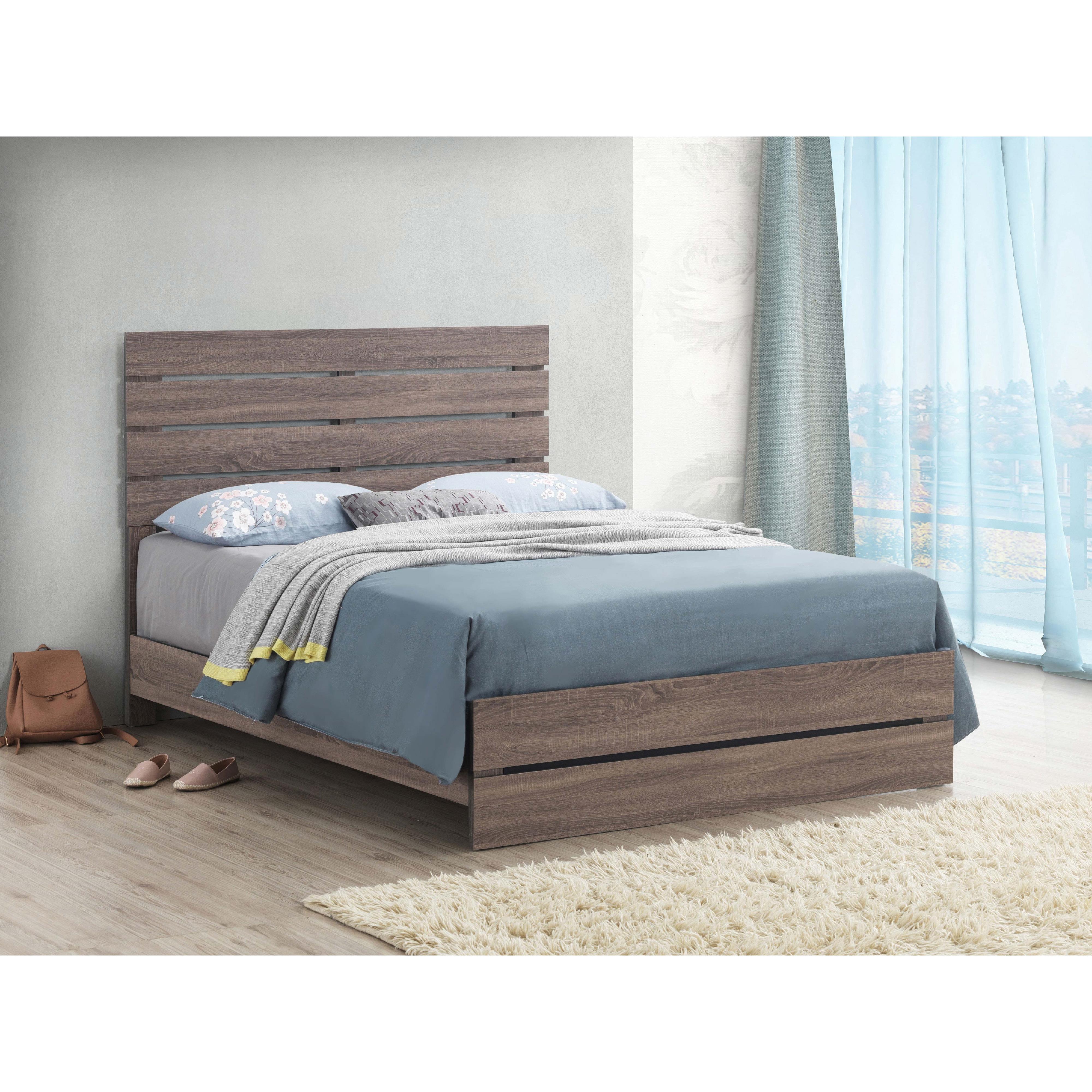  Size_Queen  -- Brantford 207041Q Wood Queen Panel Bed - Barrel Oak IMAGE 4