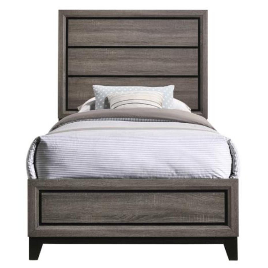 Size_Twin  -- Watson 212421T Wood Twin Panel Bed - Grey Oak IMAGE 2