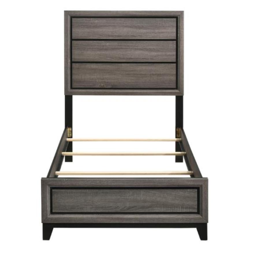  Size_Twin  -- Watson 212421T Wood Twin Panel Bed - Grey Oak IMAGE 3