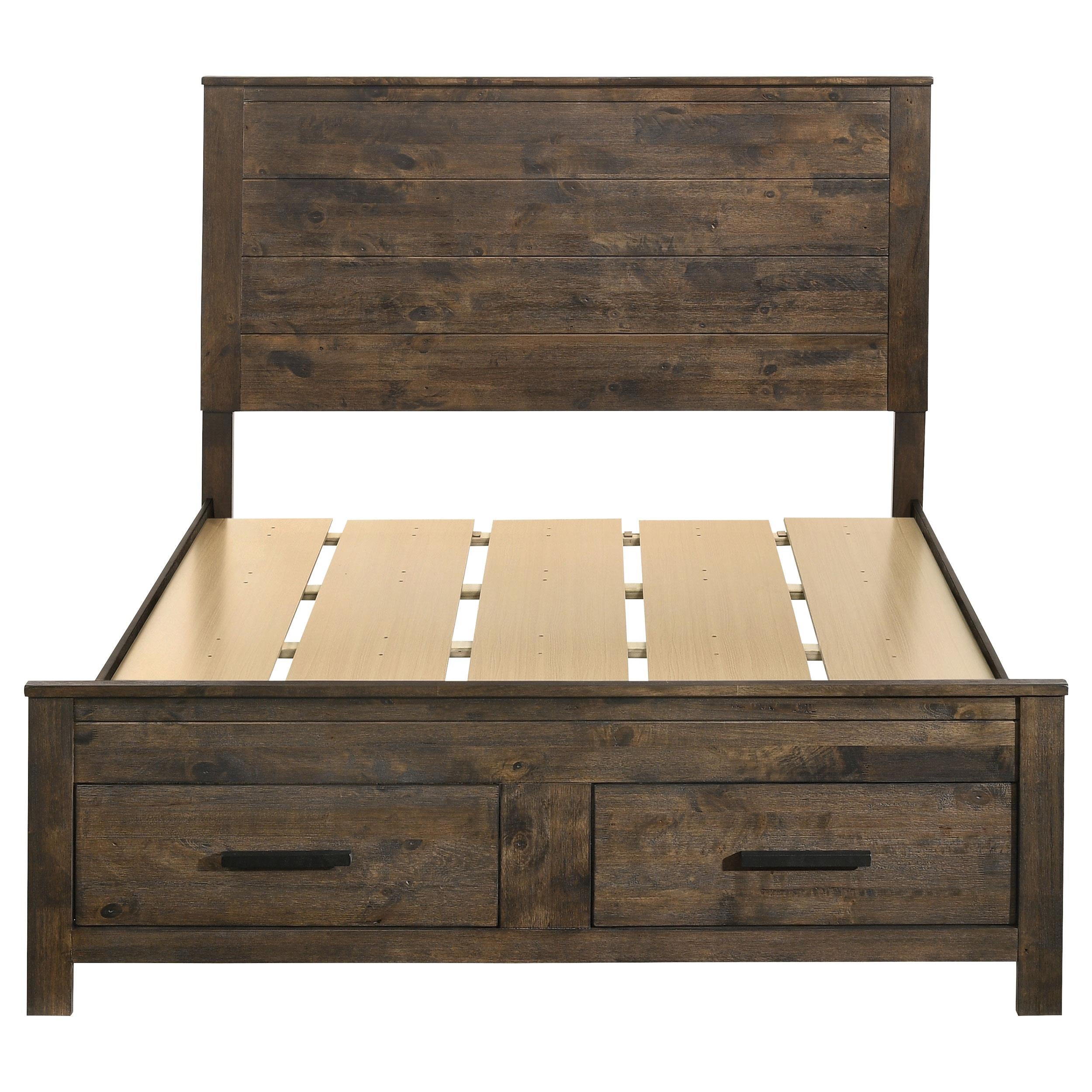  Size_Queen  -- Woodmont 222631Q Wood Queen Storage Panel Bed - Rustic Golden Brown IMAGE 3