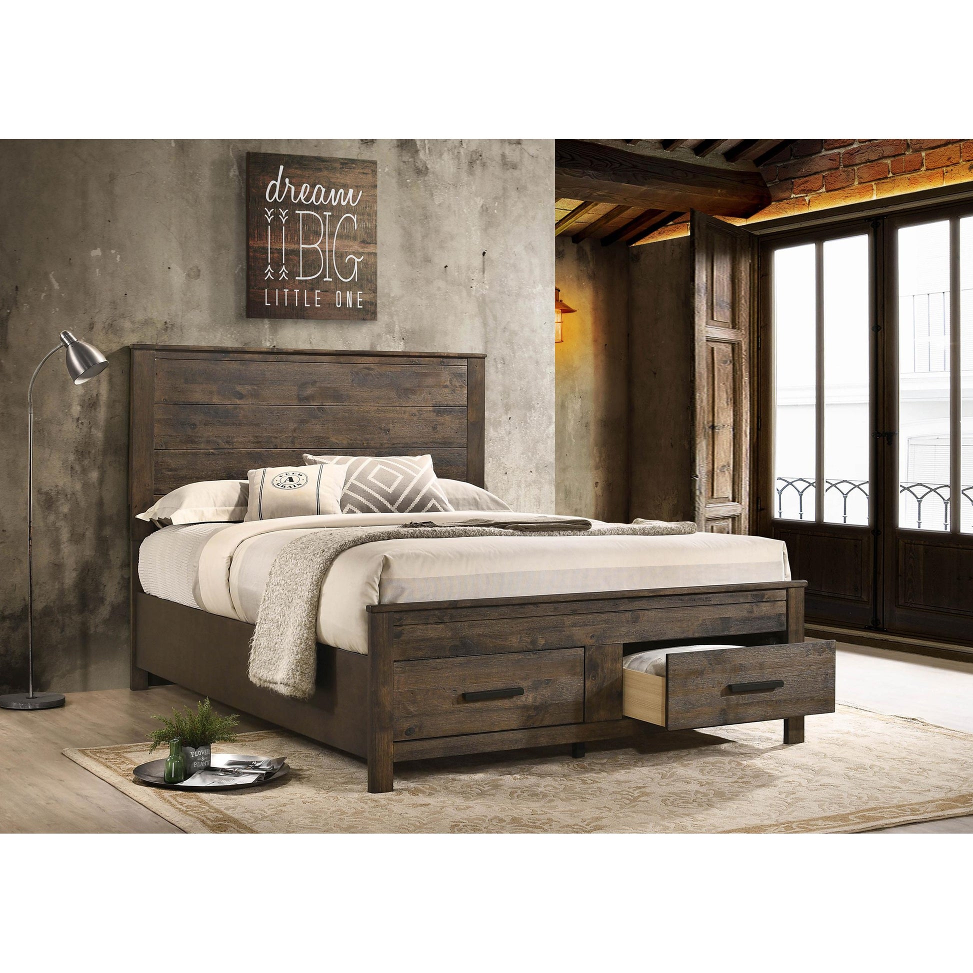  Size_Queen  -- Woodmont 222631Q Wood Queen Storage Panel Bed - Rustic Golden Brown IMAGE 6