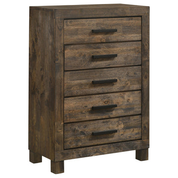  Coaster Furniture Woodmont 222635 5-Drawer Bedroom Chest - Rustic Golden Brown IMAGE 1