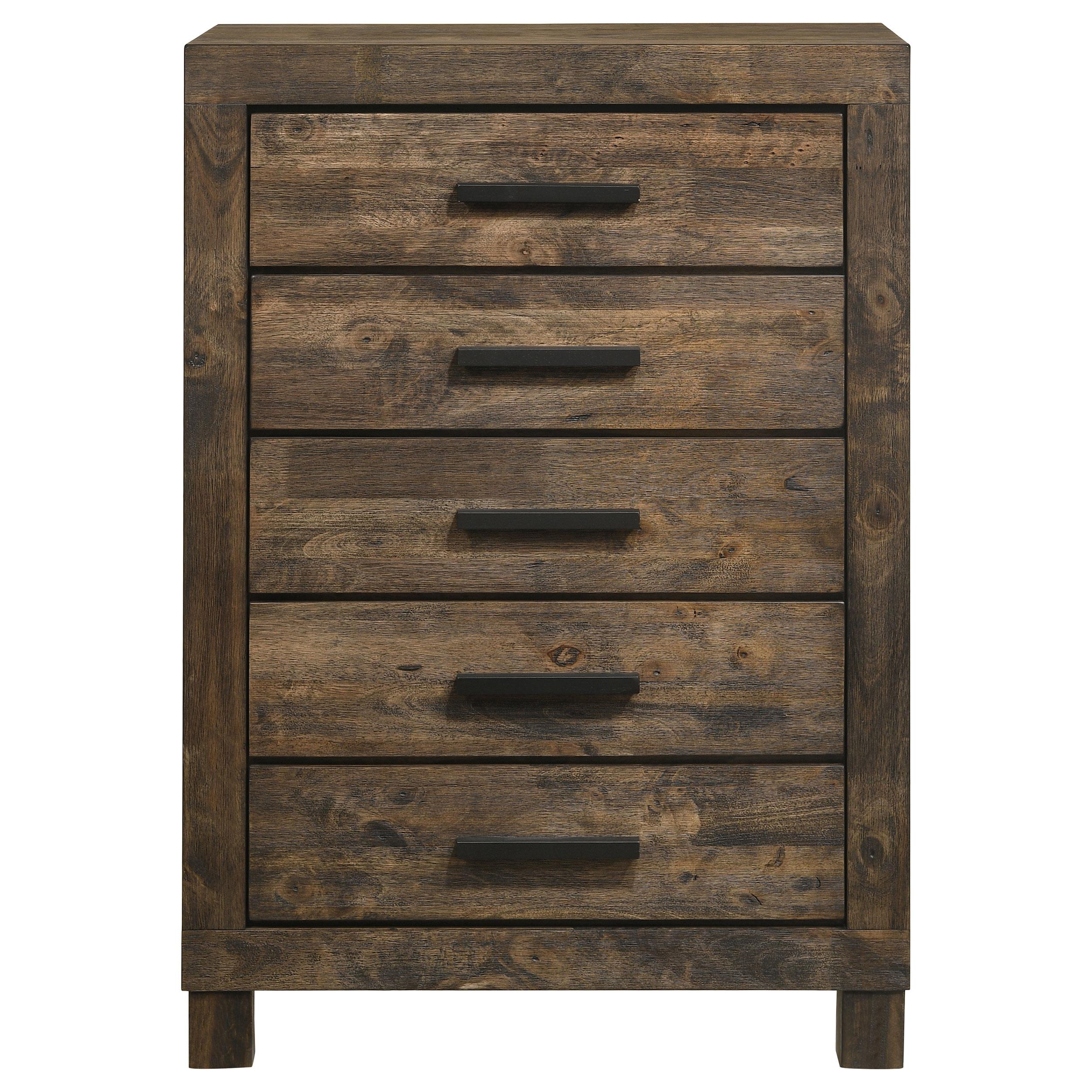  Coaster Furniture Woodmont 222635 5-Drawer Bedroom Chest - Rustic Golden Brown IMAGE 2