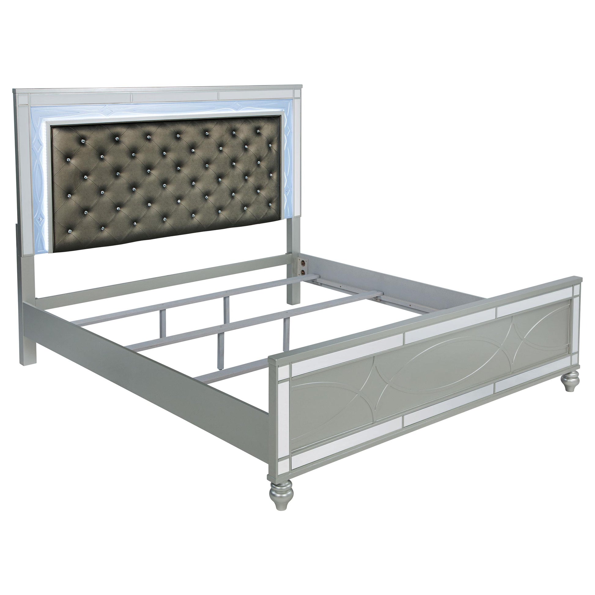  Size_King  -- Gunnison 223211KE Wood Eastern King LED Panel Bed - Silver Metallic IMAGE 1