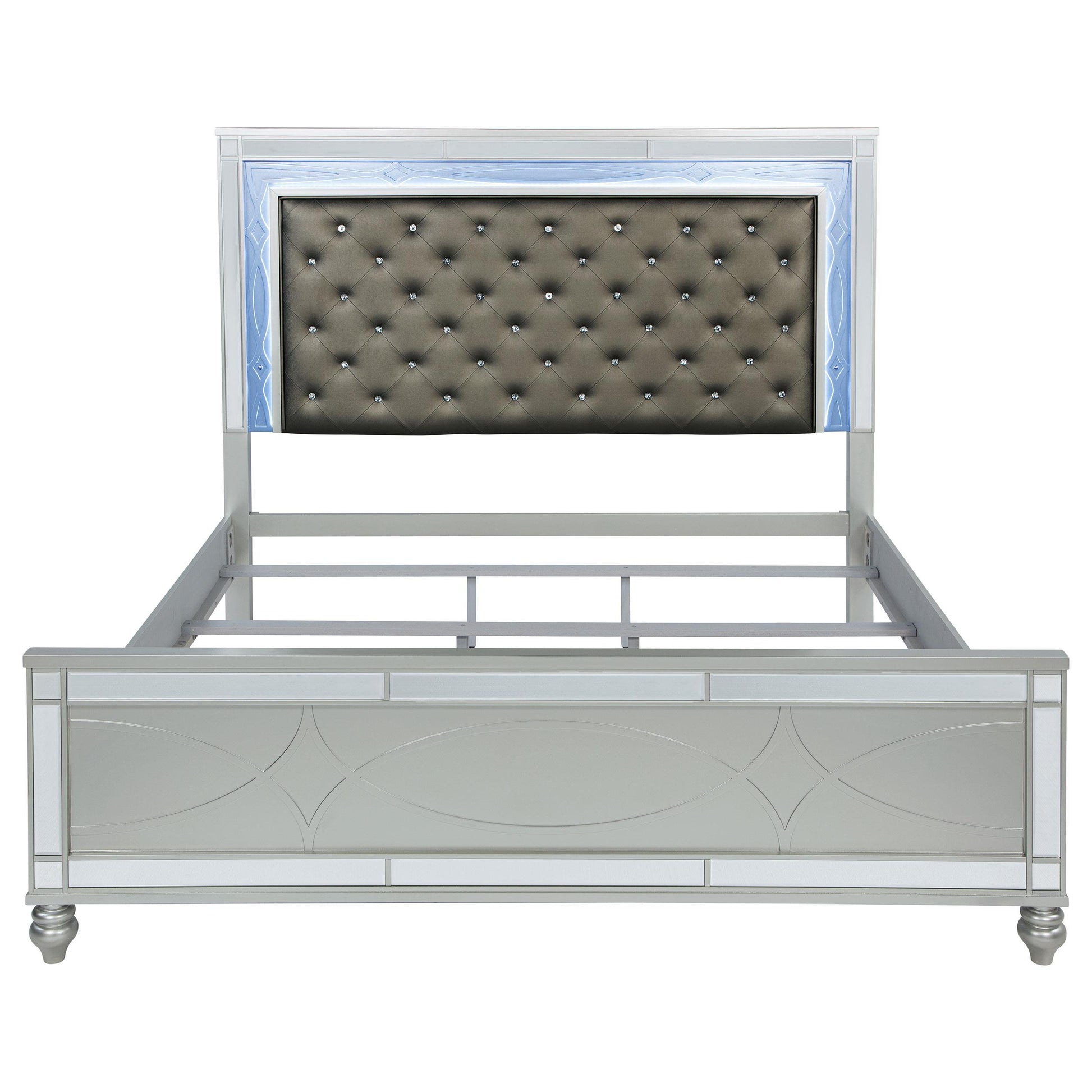  Size_King  -- Gunnison 223211KE Wood Eastern King LED Panel Bed - Silver Metallic IMAGE 3