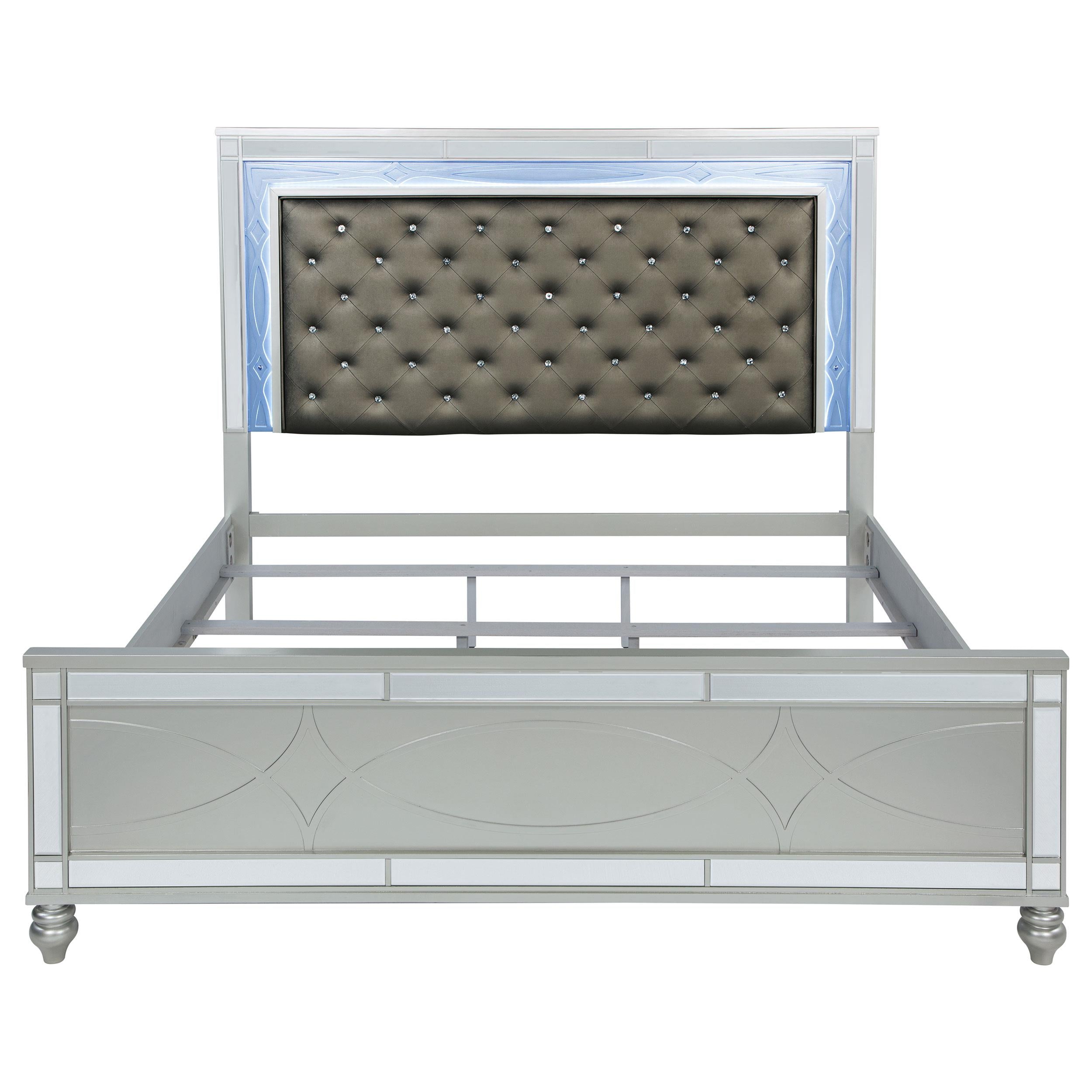  Size_King  -- Gunnison 223211KE Wood Eastern King LED Panel Bed - Silver Metallic IMAGE 3