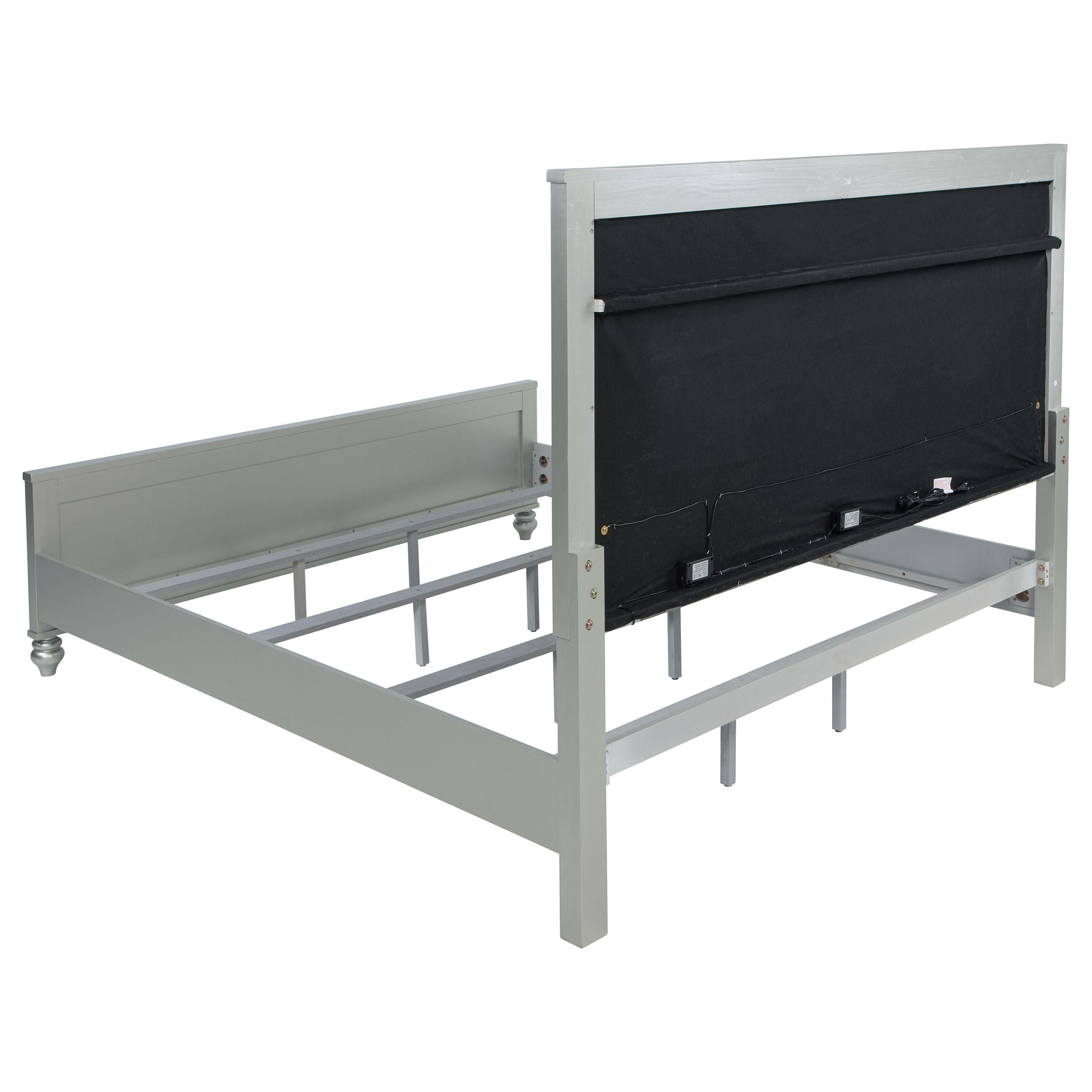  Size_King  -- Gunnison 223211KE Wood Eastern King LED Panel Bed - Silver Metallic IMAGE 7