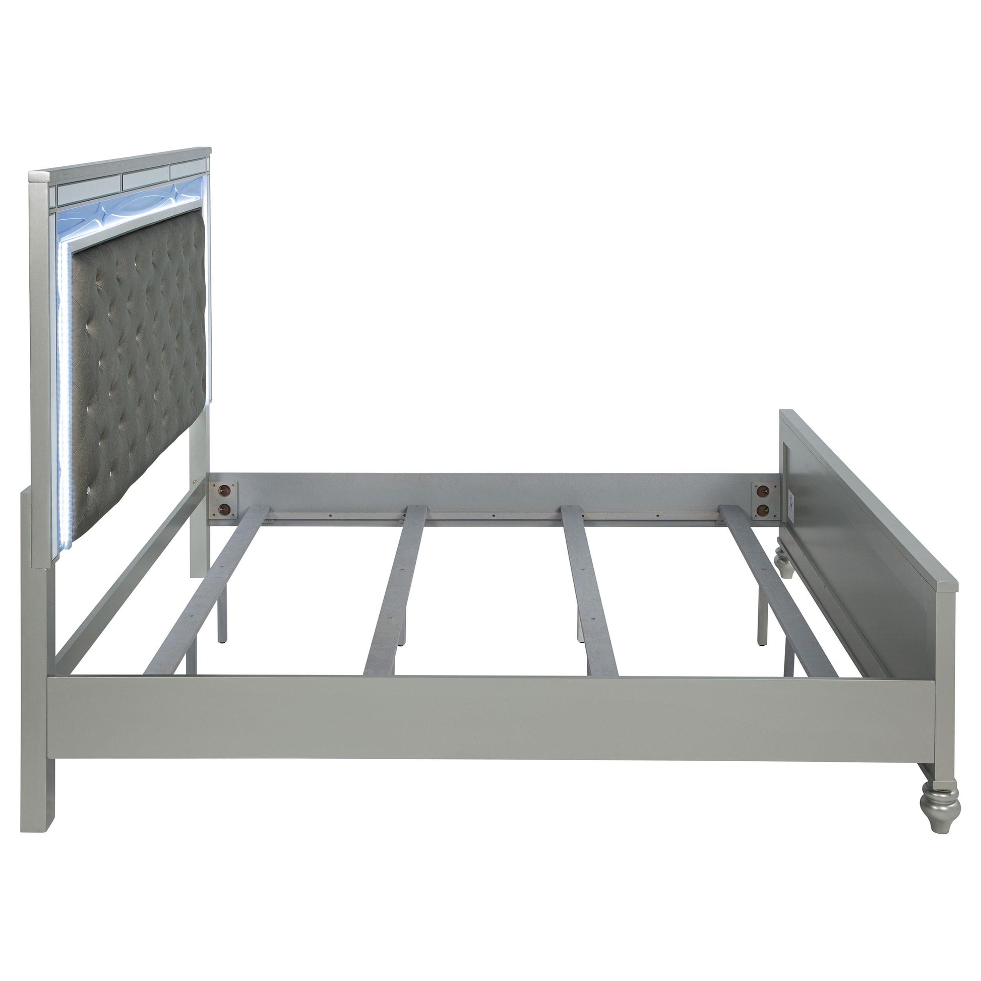  Size_King  -- Gunnison 223211KE Wood Eastern King LED Panel Bed - Silver Metallic IMAGE 8