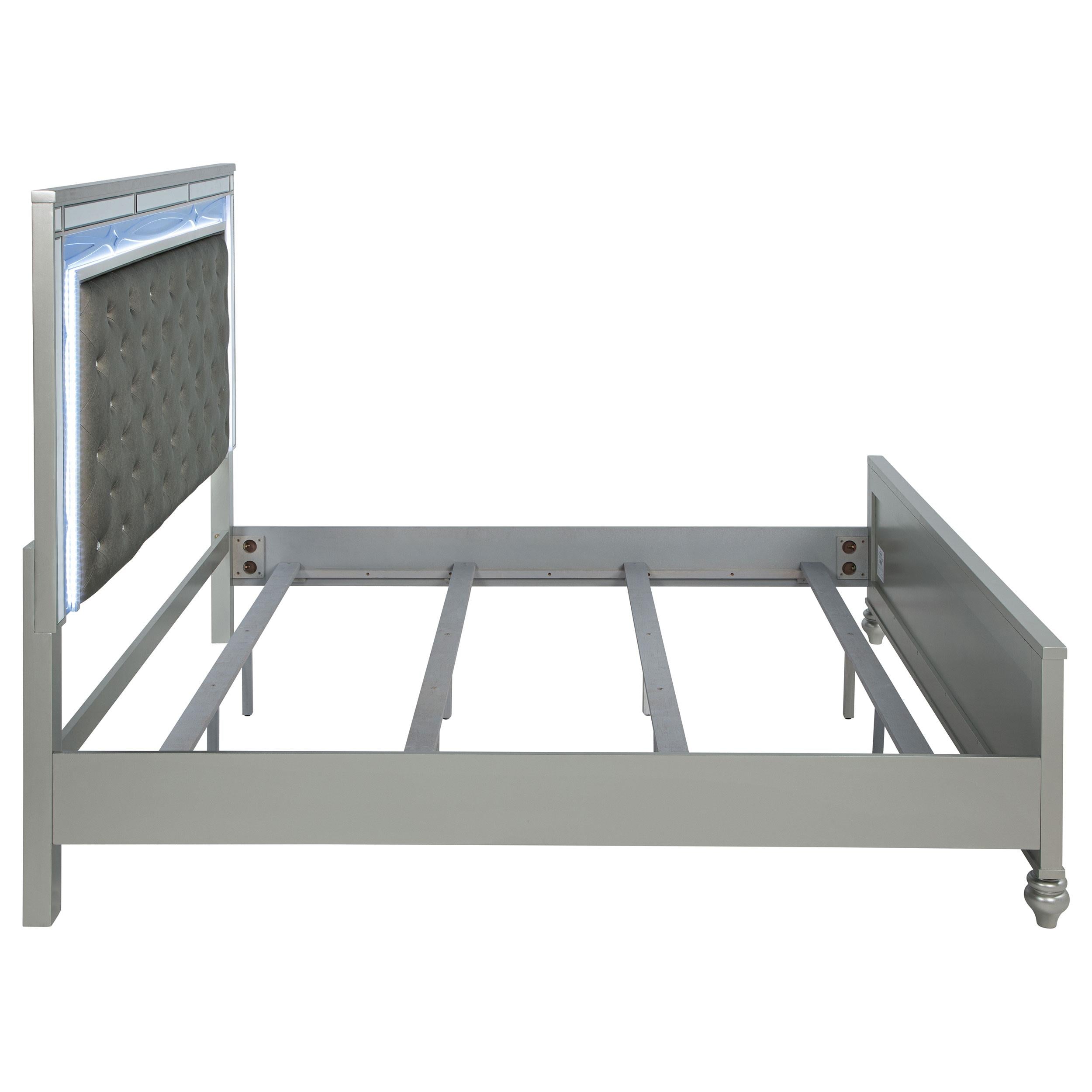  Size_King  -- Gunnison 223211KE Wood Eastern King LED Panel Bed - Silver Metallic IMAGE 8