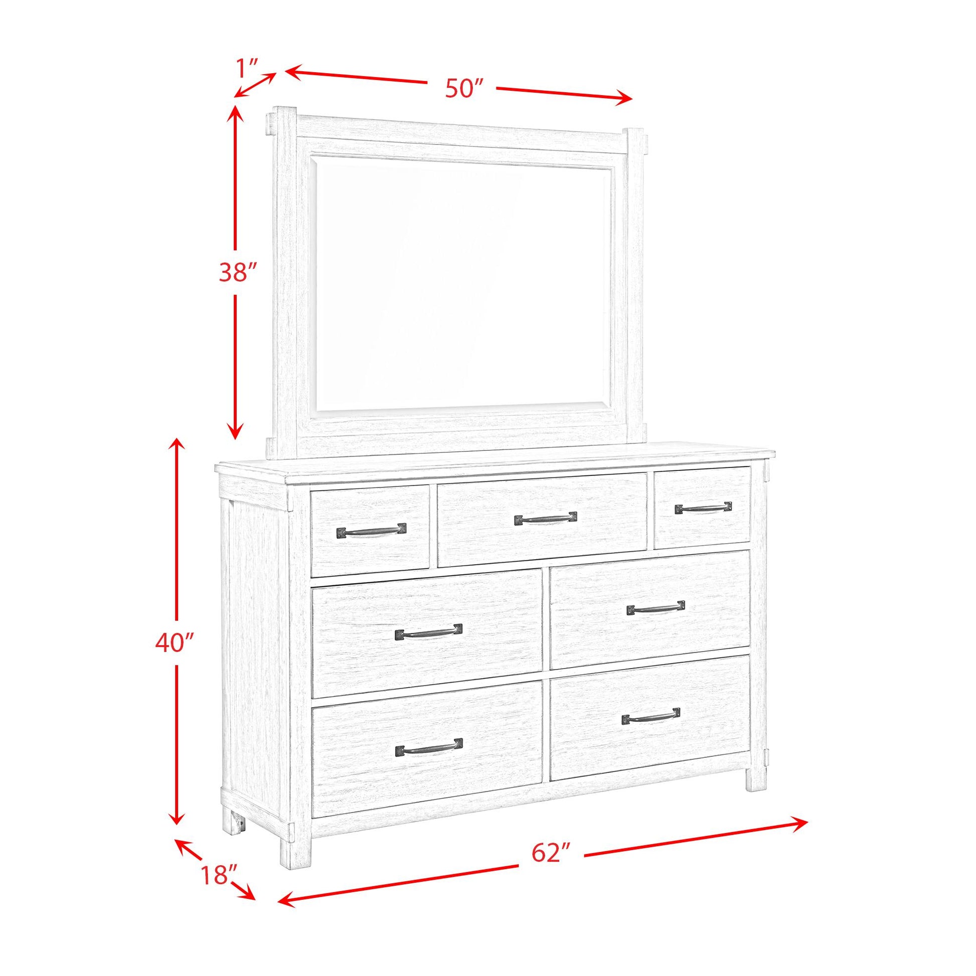  Elements International Scott SC300DRMR Dresser with Mirror Set - Walnut IMAGE 12