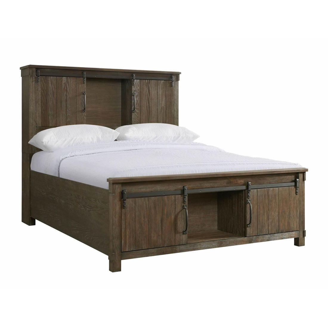  Color_Walnut Size_Queen -- Elements International Scott Platform Bed with Storage IMAGE 1