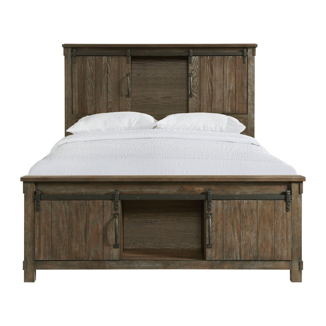  Color_Walnut Size_Queen -- Elements International Scott Platform Bed with Storage IMAGE 1