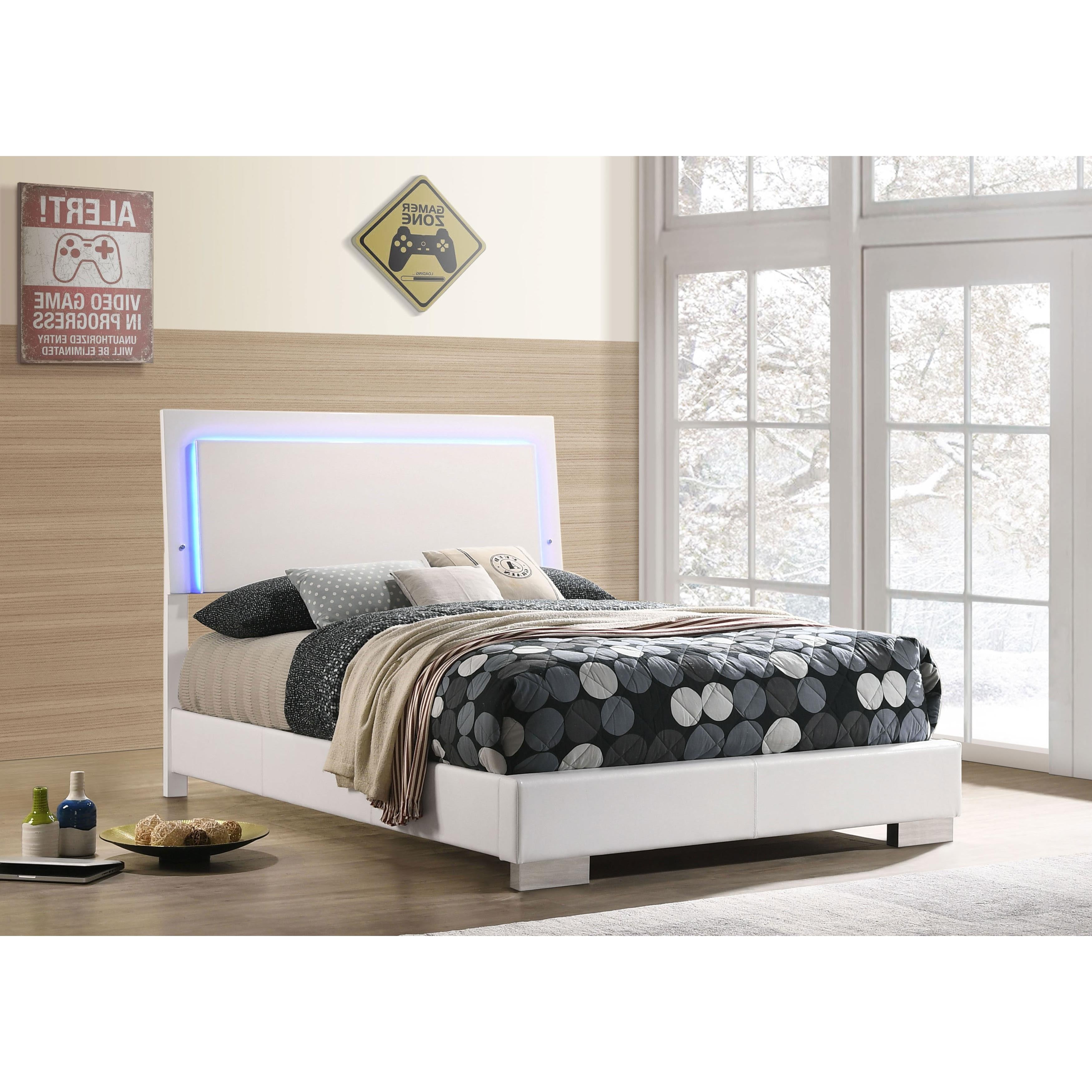  Size_Full  -- Felicity 203500F Wood Full LED Panel Bed - White High Gloss IMAGE 11