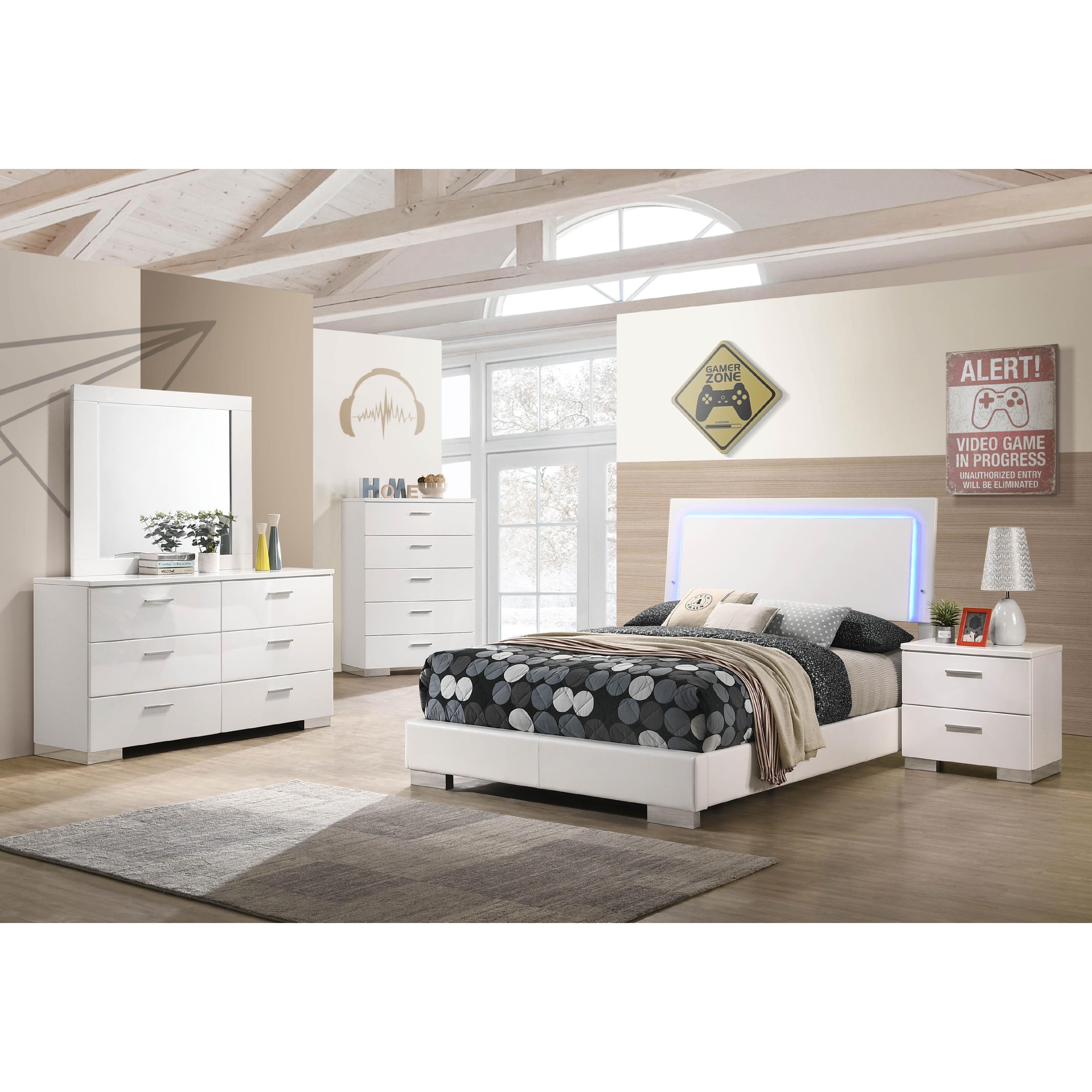  Size_Full  -- Felicity 203500F Wood Full LED Panel Bed - White High Gloss IMAGE 12