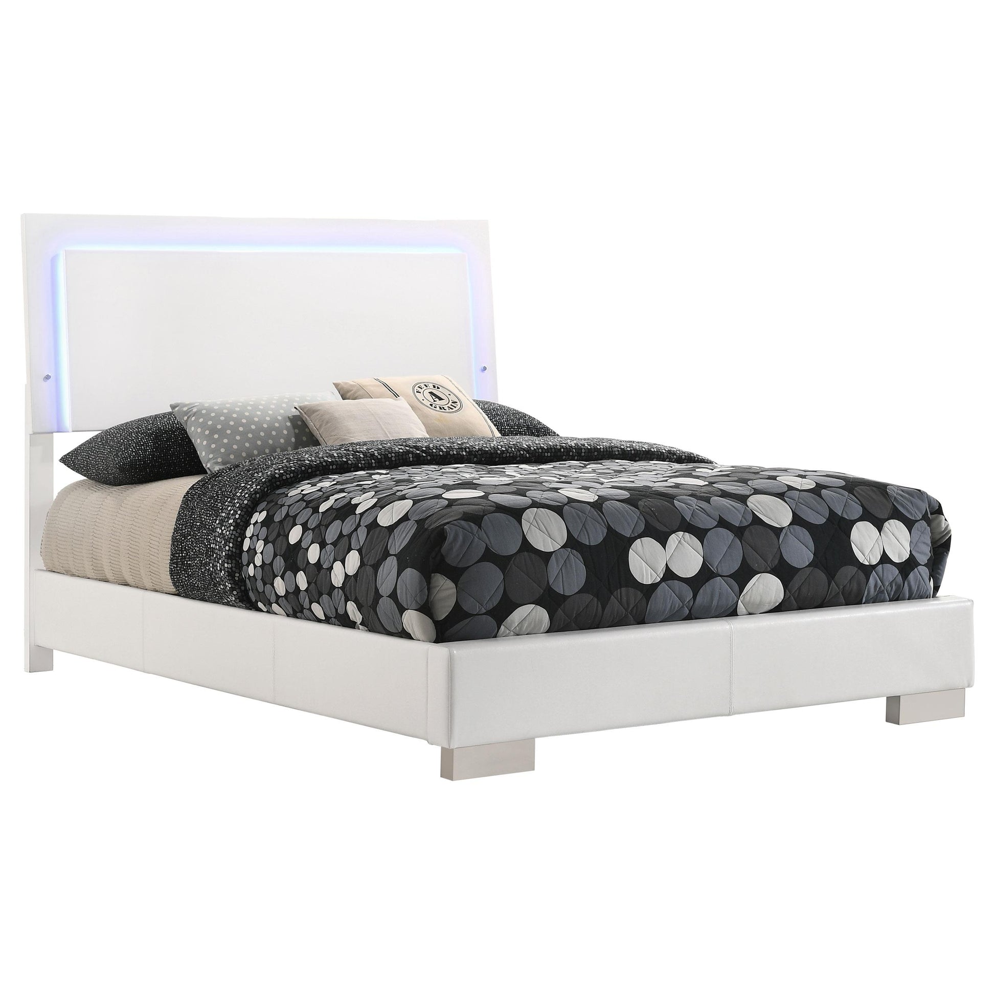  Size_Full  -- Felicity 203500F Wood Full LED Panel Bed - White High Gloss IMAGE 2