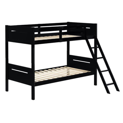  Coaster Furniture Littleton 405051BLK Wood Twin Over Twin Bunk Bed - Black IMAGE 1