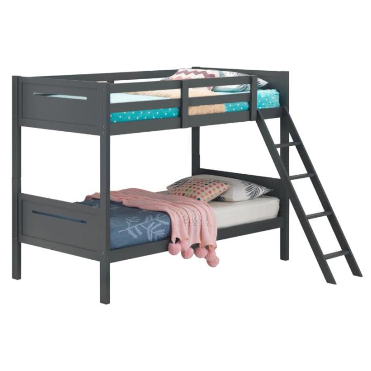  Coaster Furniture Littleton 405051GRY Wood Twin Over Twin Bunk Bed - Grey IMAGE 3
