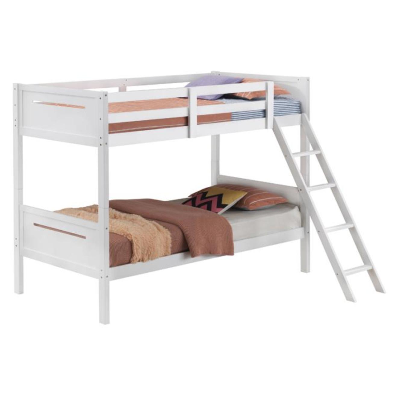  Coaster Furniture Littleton 405051WHT Wood Twin Over Twin Bunk Bed - White IMAGE 3