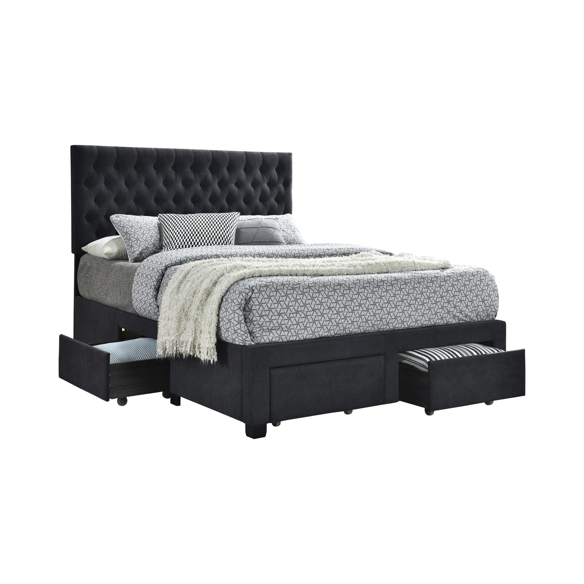  Size_Full  -- Soledad 305877F Upholstered Full Storage Panel Bed - Grey IMAGE 1