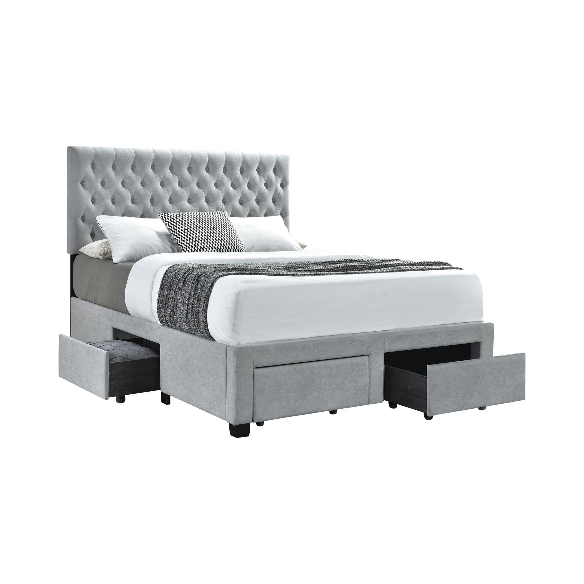 Size_Full  -- Soledad 305878F Upholstered Full Storage Panel Bed - Light Grey IMAGE 1
