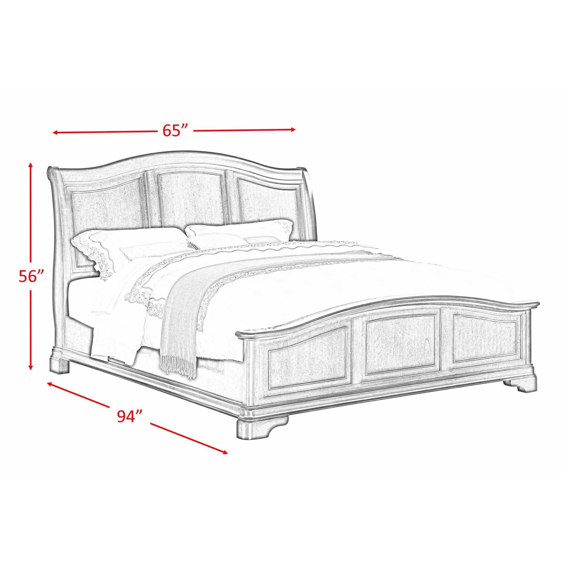  Size_Queen  --  Cameron CM750QB Queen Panel Bed - Cherry IMAGE 3