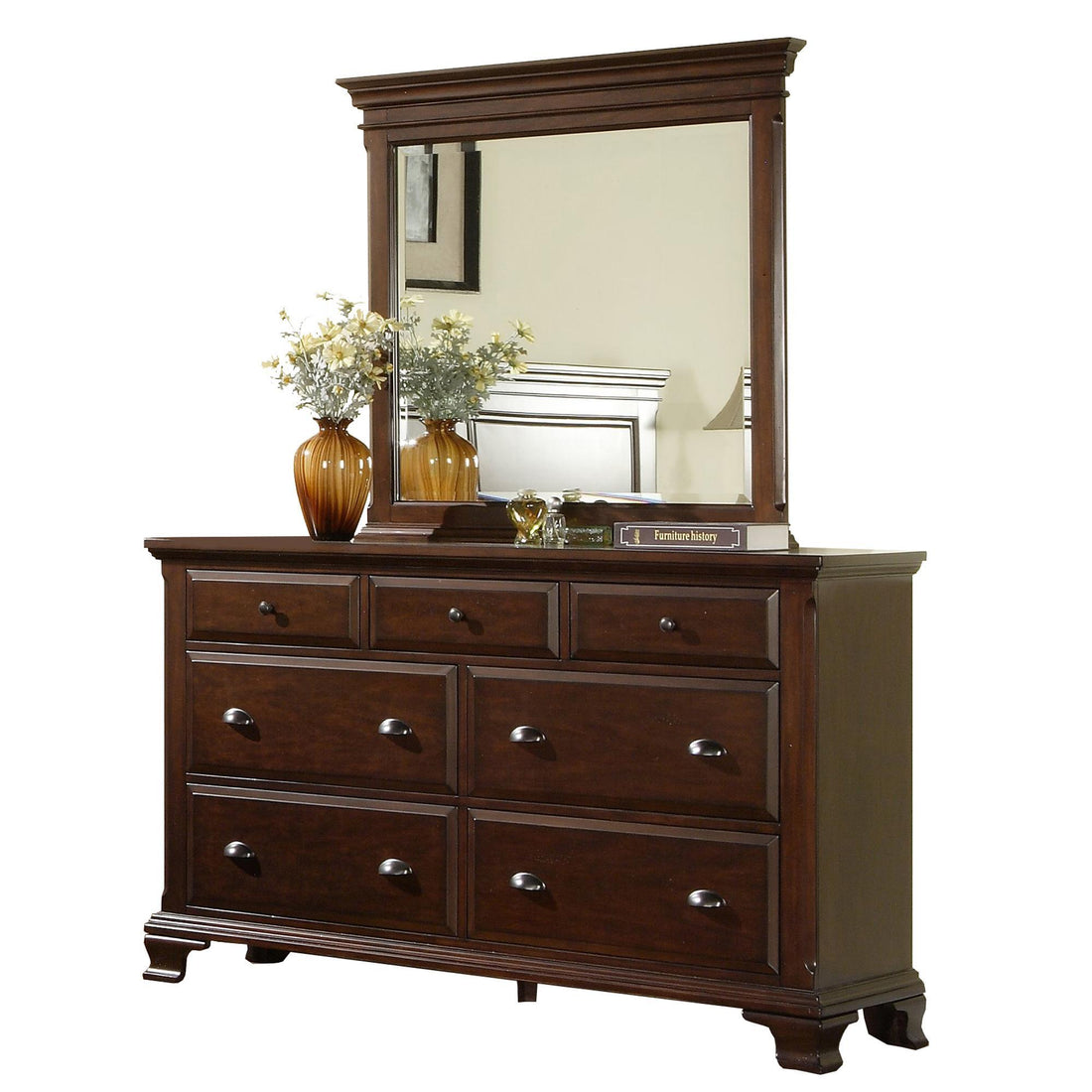  Elements International Canton Cherry CN600MR Dresser Mirror IMAGE 1