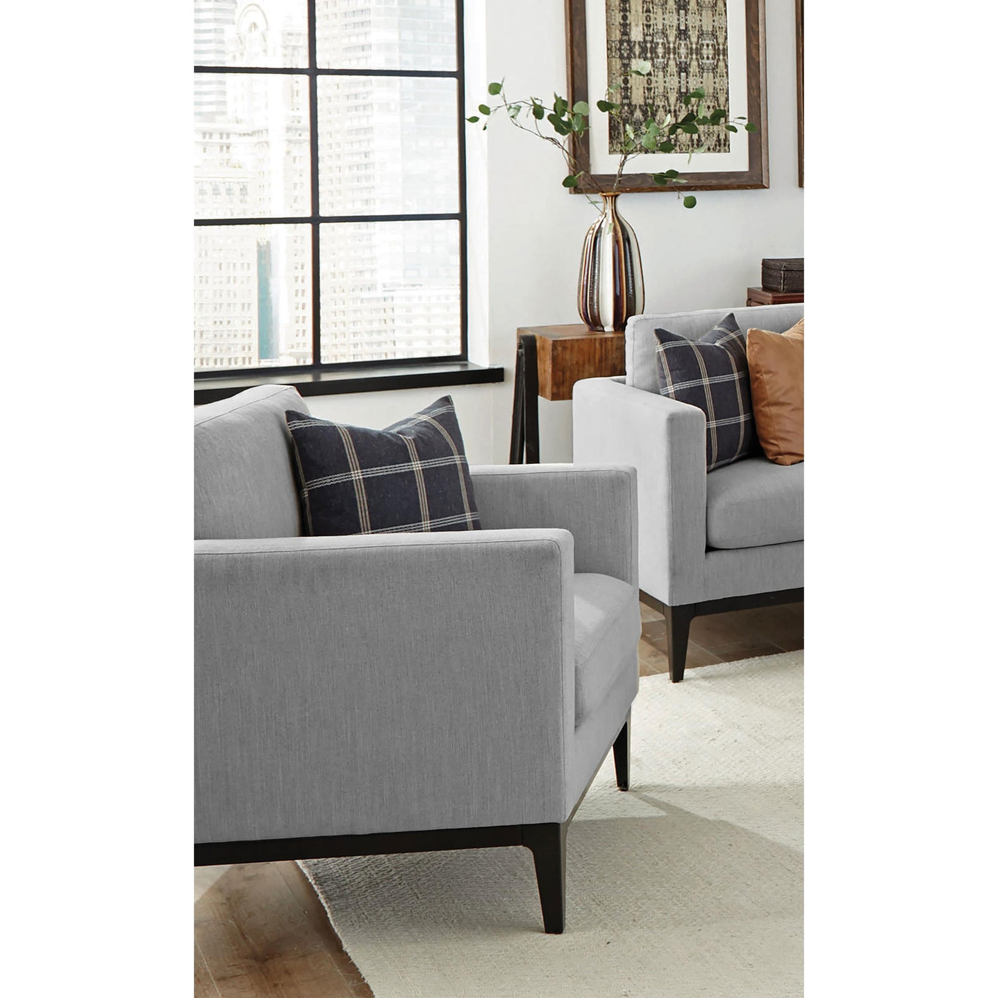  Coaster Furniture Apperson 508683 Upholstered Track Arm Accent Chair - Light Grey IMAGE 1