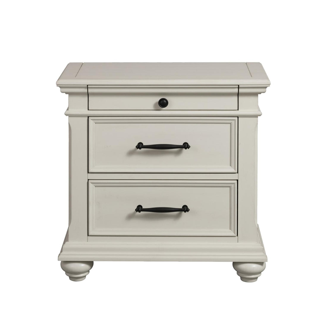  Elements International Slater SR600NS 3-Drawer Nightstand with USB Ports - White IMAGE 1