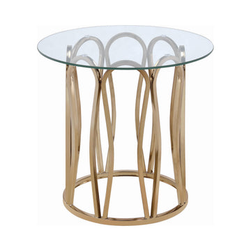  Coaster Furniture Monett 708057 Round Glass Top Side End Table - Chocolate Chrome IMAGE 1