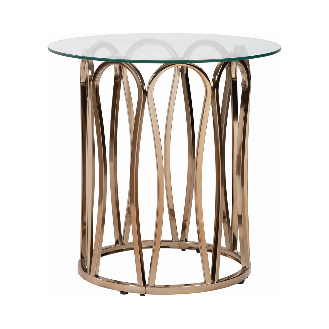  Coaster Furniture Monett 708057 Round Glass Top Side End Table - Chocolate Chrome IMAGE 1