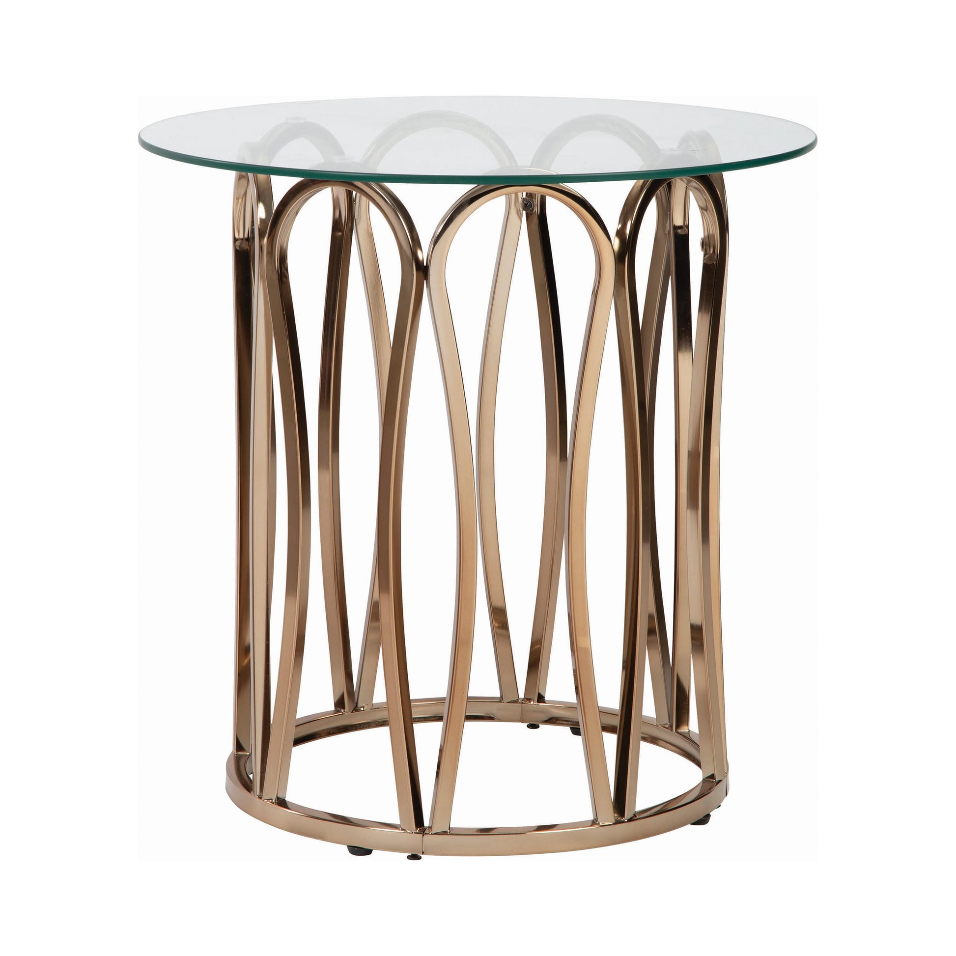  Coaster Furniture Monett 708057 Round Glass Top Side End Table - Chocolate Chrome IMAGE 2