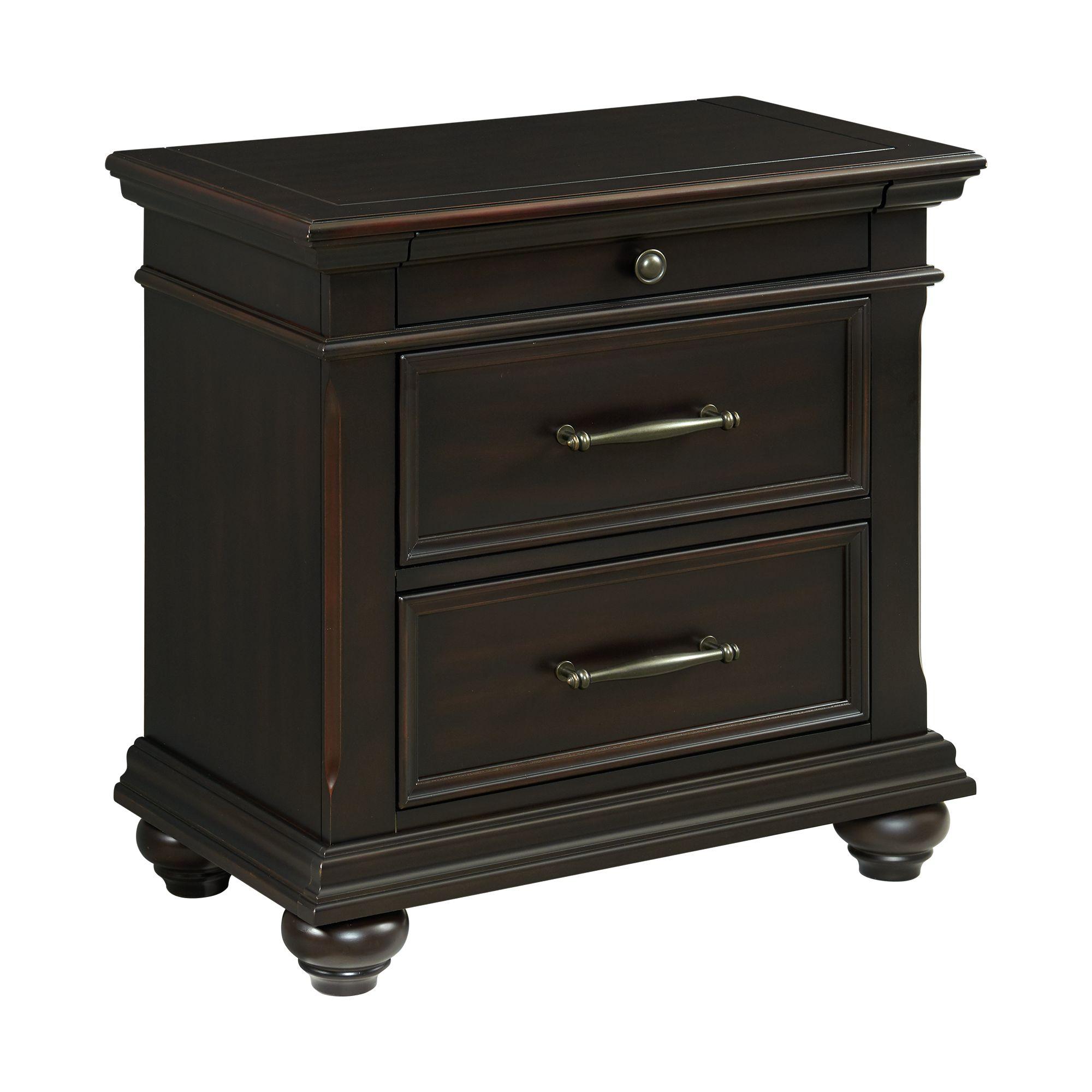  Elements International Slater SR800NS 3-Drawer Nightstand with USB Ports - Black IMAGE 1