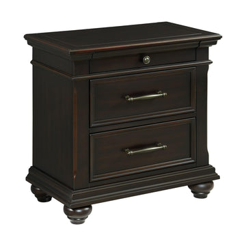  Elements International Slater SR800NS 3-Drawer Nightstand with USB Ports - Black IMAGE 1