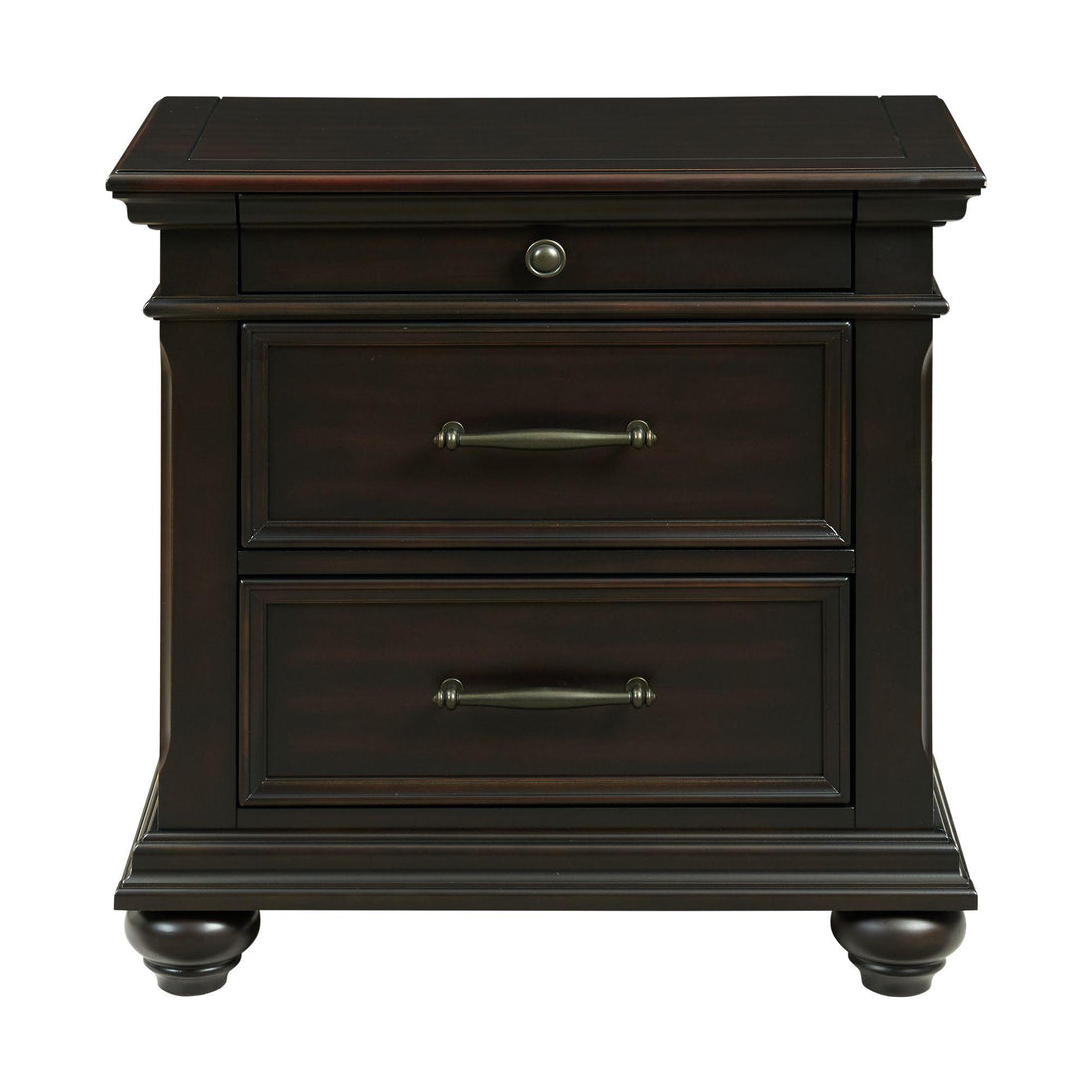  Elements International Slater SR800NS 3-Drawer Nightstand with USB Ports - Black IMAGE 1