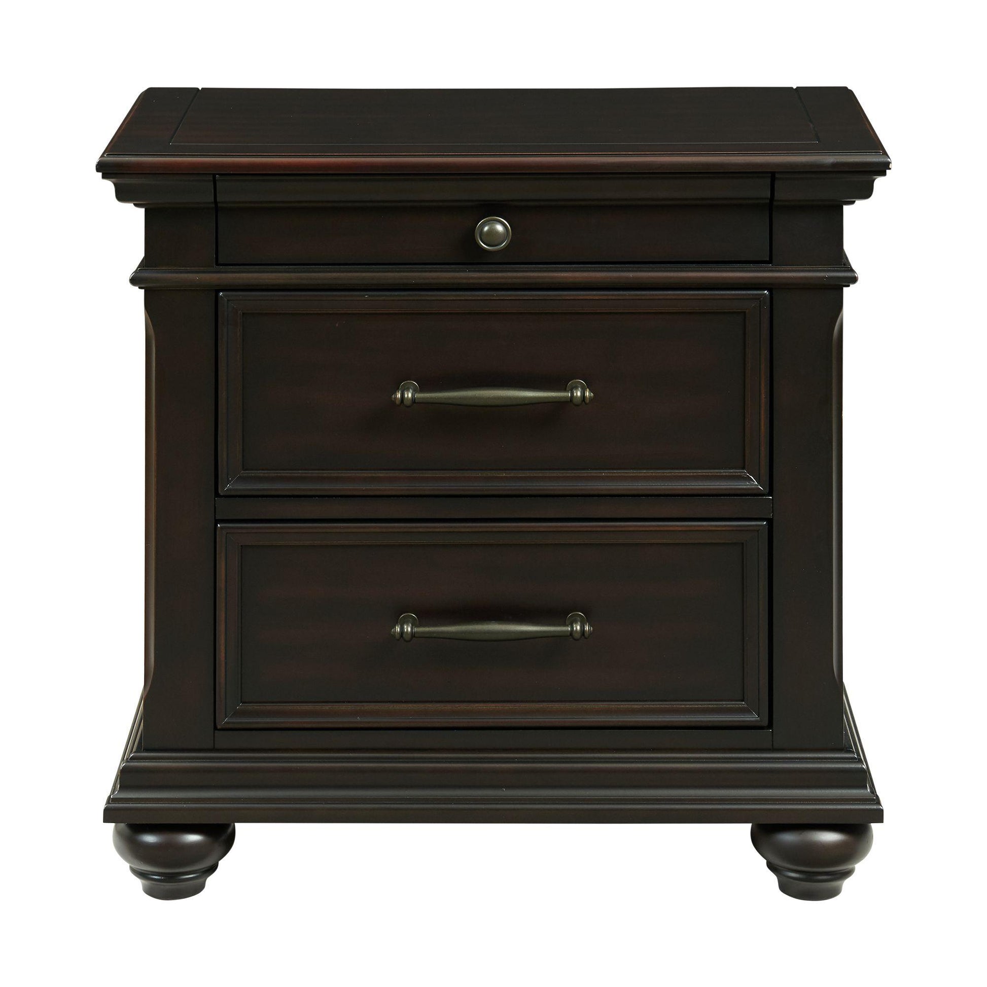  Elements International Slater SR800NS 3-Drawer Nightstand with USB Ports - Black IMAGE 2
