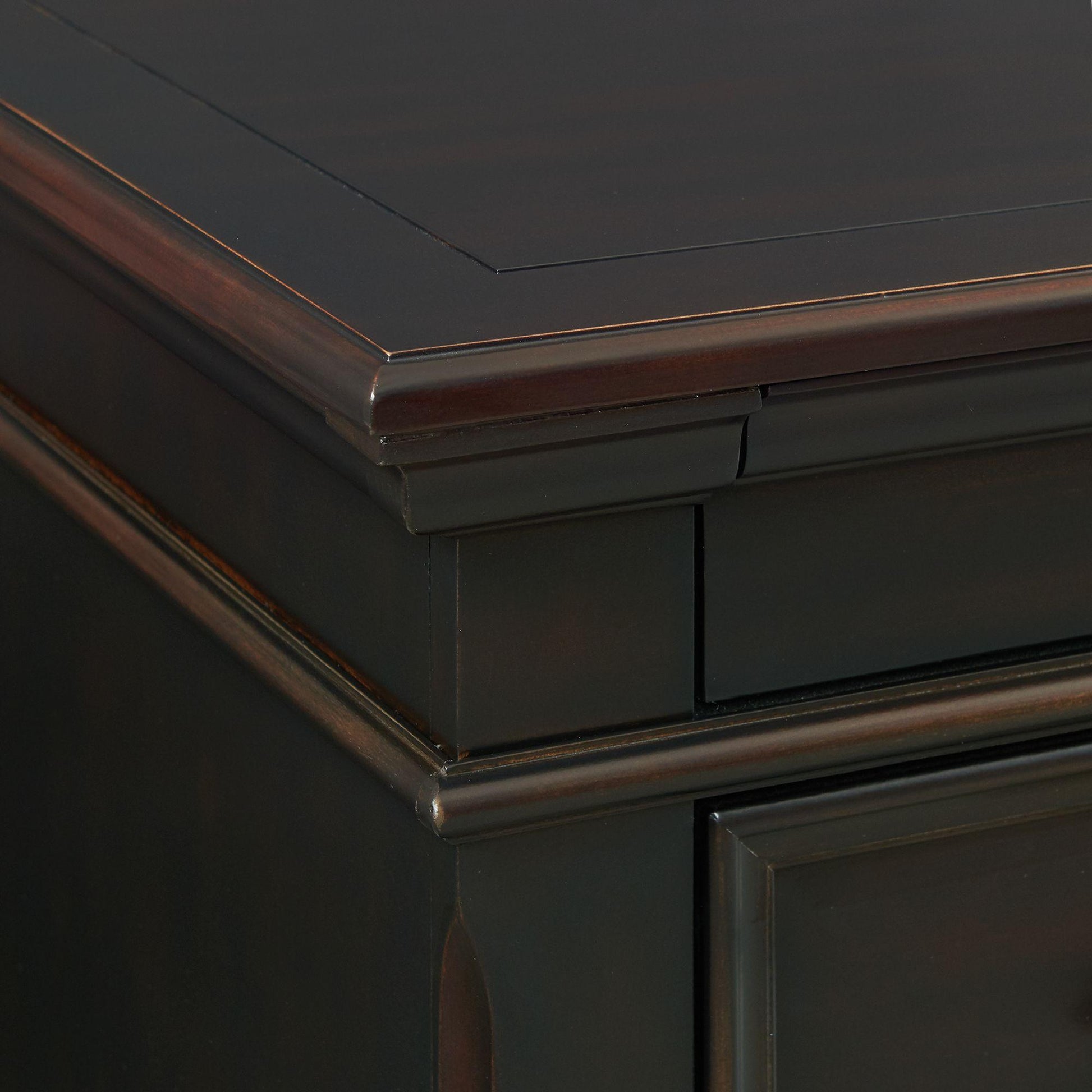  Elements International Slater SR800NS 3-Drawer Nightstand with USB Ports - Black IMAGE 3