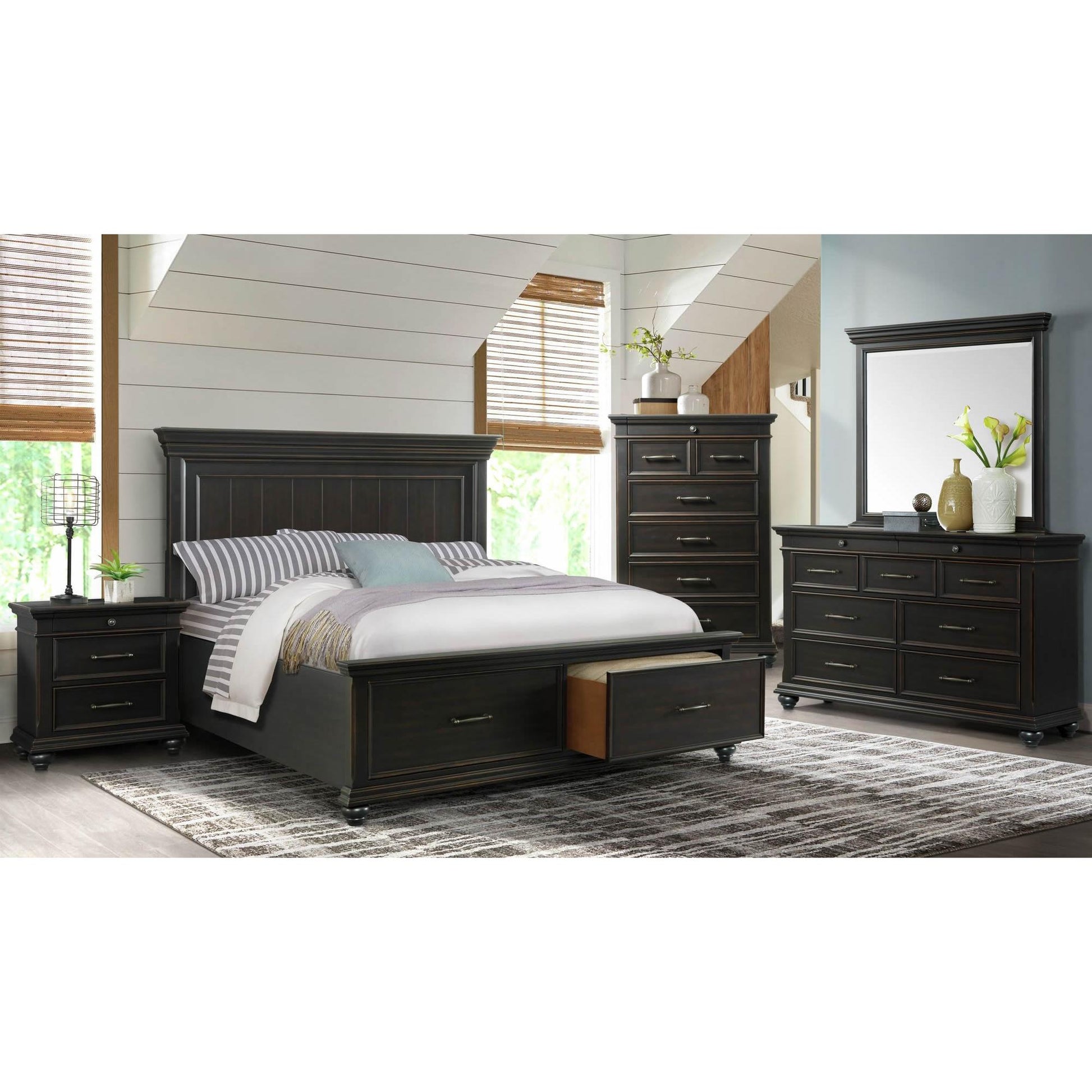  Elements International Slater SR800DRMR Dresser with Mirror - Black IMAGE 9
