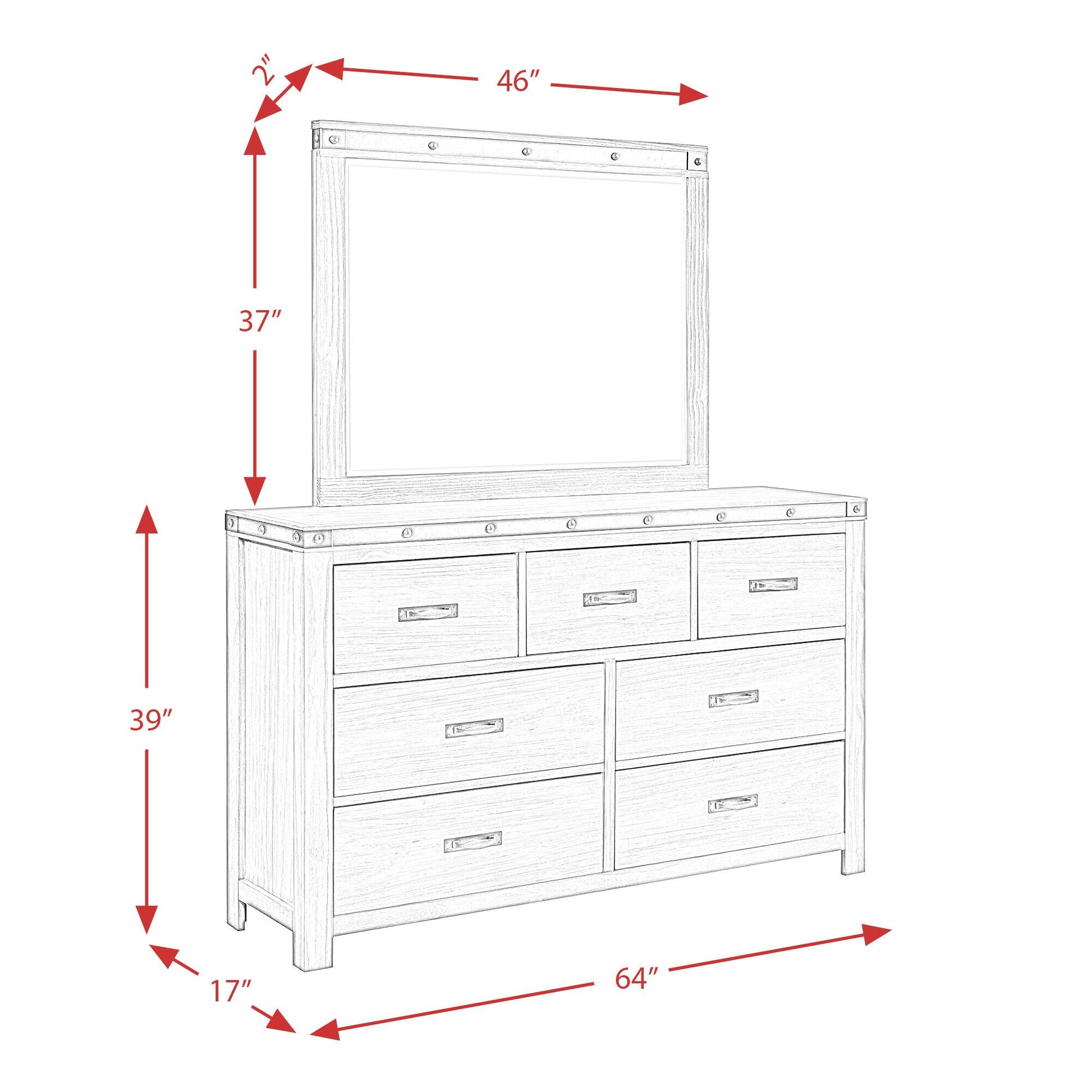  Elements International Wade WE600DRMR Dresser and Mirror Set IMAGE 13