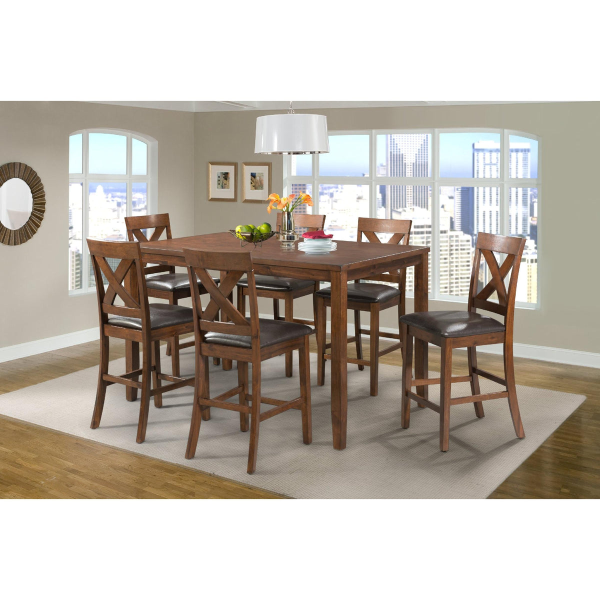  Elements International Alex DAX1007CS 7 pc Counter Height Dining Set IMAGE 1