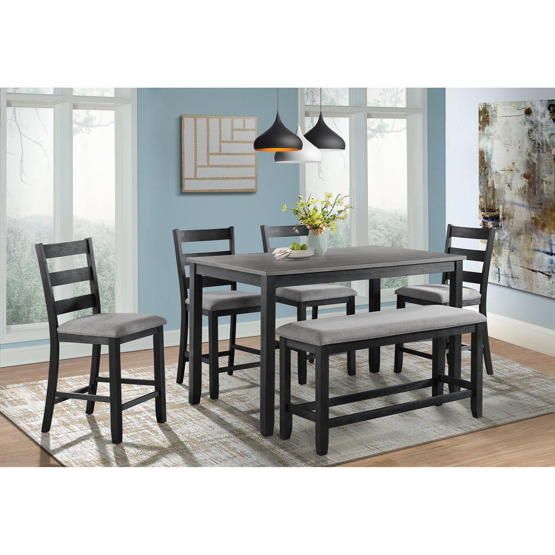  Elements International Martin Gray DMT3006CS 6 pc Counter Height Dinette IMAGE 1
