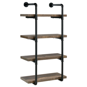  Coaster Furniture Elmcrest 804426 24-inch 4-shelf Wall Bookshelf - Rustic Oak IMAGE 1