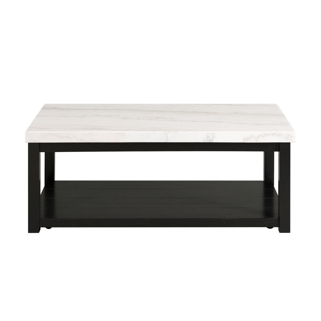  Elements International Marcello CML100CTE White Marble Rectangle Coffee Table IMAGE 1