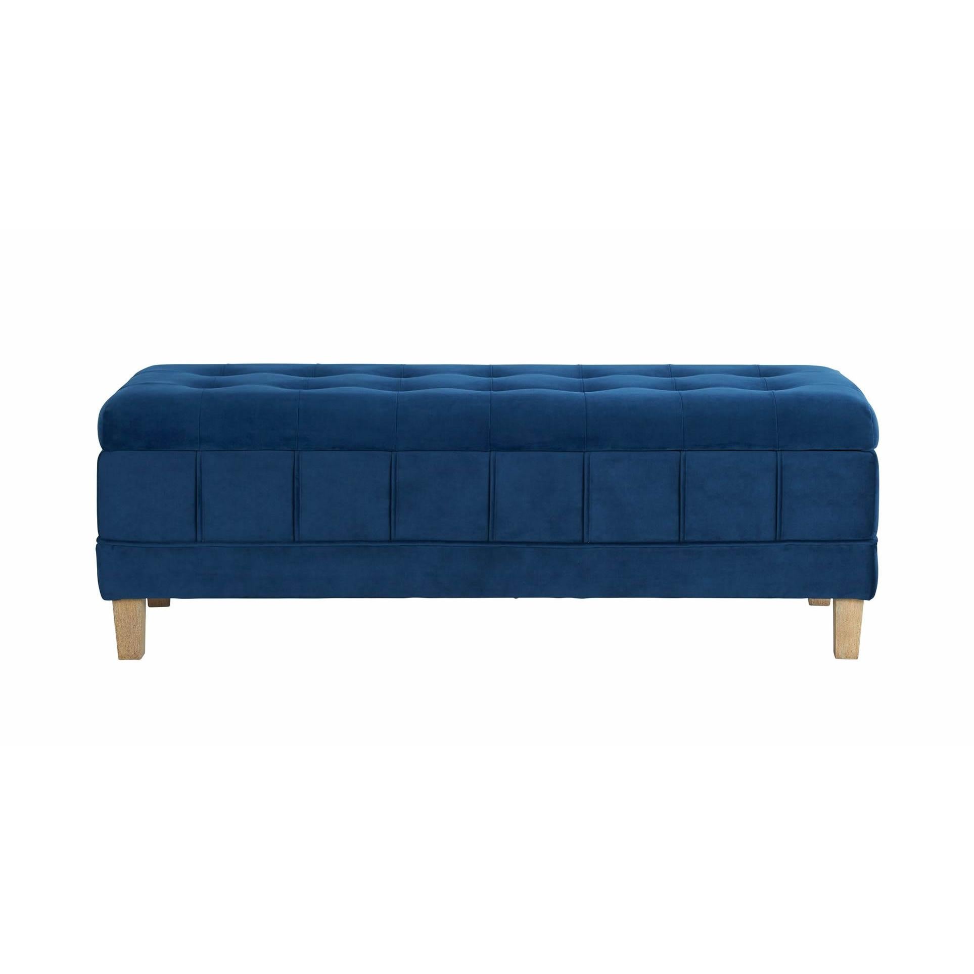  Elements International Crosby Tufted Storage Ottoman - Cobalt IMAGE 3