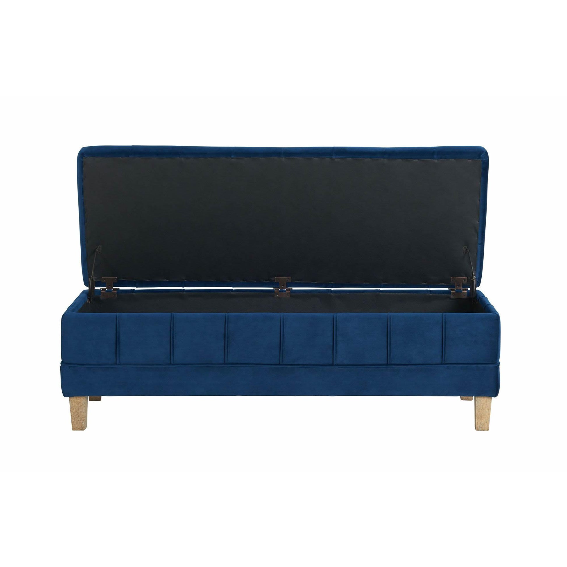  Elements International Crosby Tufted Storage Ottoman - Cobalt IMAGE 4